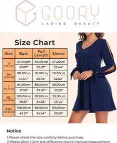 img 2 attached to GOORY Womens Casual Long Sleeve T Shirt Dress Cold Shoulder V Neck Shift Short Mini Dresses