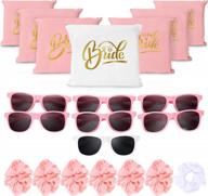 wedding day bachelorette party supplies: auihiay bridesmaid gift set with makeup bags, scrunchies and sunglasses for team bride bridal shower and bachelorette proposals logo