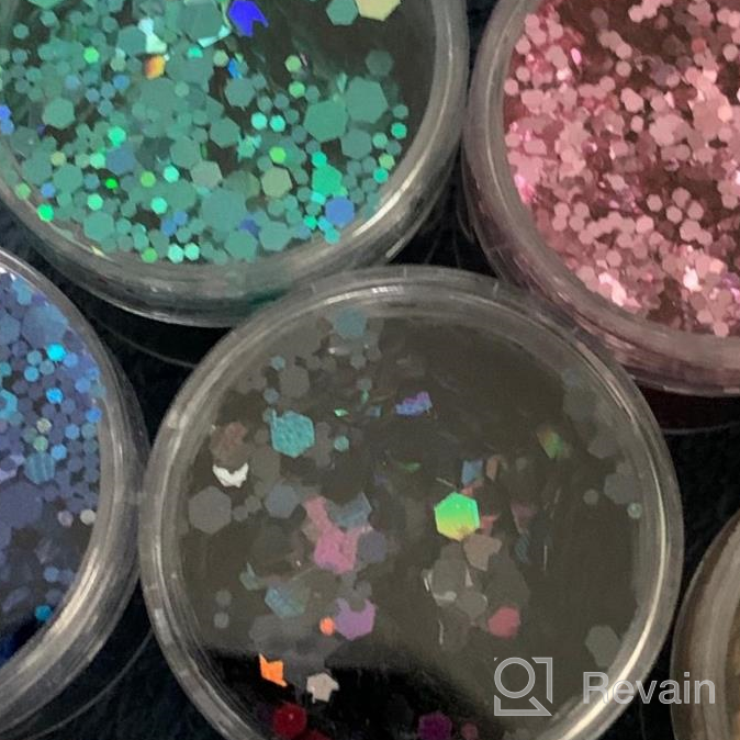 img 1 attached to Holographic Chunky Glitter Makeup Set - 12 Colors For Nails And Face - 11Oz Cosmetic Grade Festival Glitter (B) review by Dan Davis