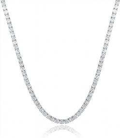 img 4 attached to 18K White Gold Plated 4.0Mm Cubic Zirconia Classic Tennis Necklace - 16/18/20/22/24 Inch