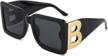 poraday fashion large square sunglasses for women men trendy black thick frame luxury designer sun glasses modern big frame logo