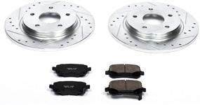 img 1 attached to Enhanced Performance Kit: Power Stop K4569 Rear Z23 Carbon Fiber Brake Pads with Drilled & Slotted Brake Rotors