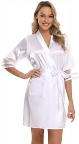 img 4 attached to Satin Bridesmaid Robes With Gold Glitter For Wedding Party Kimono Dressing Gowns