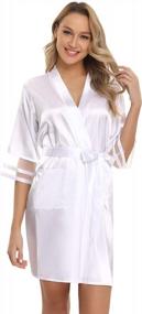 img 3 attached to Satin Bridesmaid Robes With Gold Glitter For Wedding Party Kimono Dressing Gowns