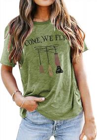 img 3 attached to Halloween Ready With MYHALF Come We Fly Tees | Women'S Hocus Pocus Shirt With Witch Broom Print