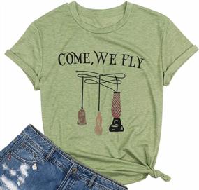 img 4 attached to Halloween Ready With MYHALF Come We Fly Tees | Women'S Hocus Pocus Shirt With Witch Broom Print
