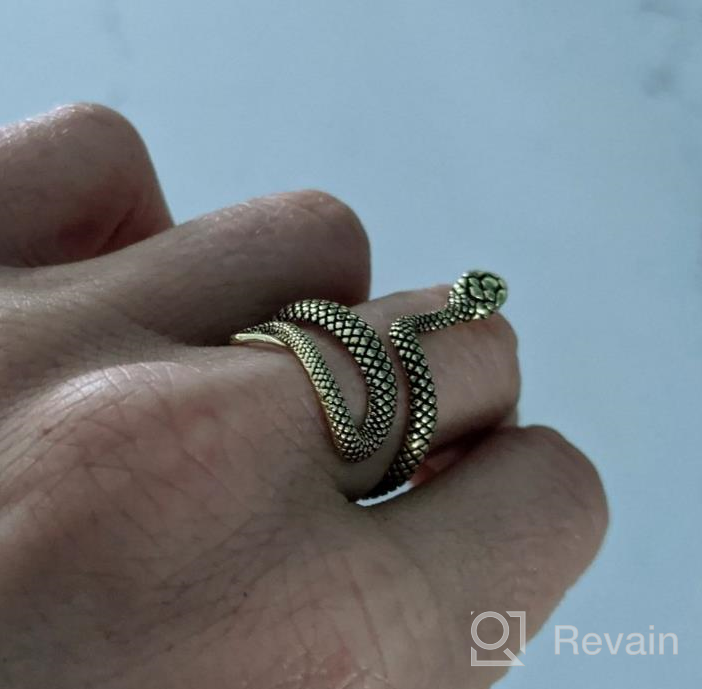 img 1 attached to Add A Touch Of Gothic Elegance With Sovesi'S Adjustable Gold And Silver Snake Ring For Men And Women review by Riley Skeet