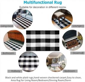img 2 attached to Add Rustic Charm With KaHouen Buffalo Check Rug - Black & White Plaid (23.6"X51.2") For Kitchen/Living/Bed/Dining Room Layered Door Mats