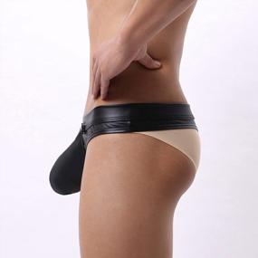 img 2 attached to Men'S See-Through Mesh Faux Leather Loose Shorts Erotic Clubwear With Removable Button Pouch