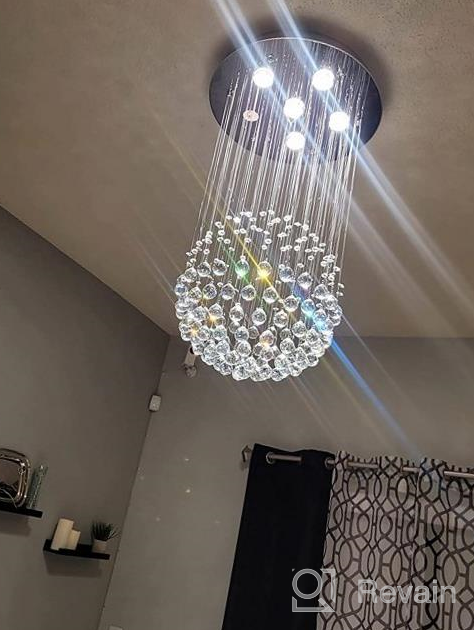 img 1 attached to Saint Mossi Chandelier Modern K9 Crystal Raindrop Chandelier Lighting Flush Mount LED Ceiling Light Fixture Pendant Lamp For Dining Room Bathroom Bedroom Livingroom 6 GU10 LED Bulbs Required H32 X D18 review by Matt Morrison