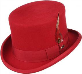 img 4 attached to GEMVIE Men Vintage Feather Top Hat Roll Up Bowler Hat Classic Party Costume Accessory Red