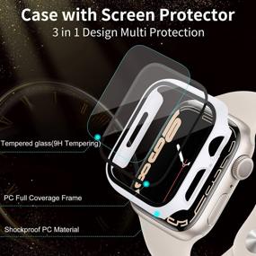 img 2 attached to 4-Pack Hard PC Case & Tempered Glass Screen Protector For Apple Watch Series 8/7 41Mm - All Around Coverage!
