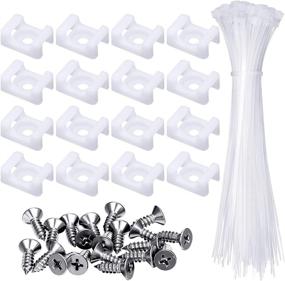 img 4 attached to Convenient 100-Piece Cable Tie Mount Base and Zip Tie Set with Deep Thread Pan Head Screws - White