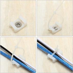 img 1 attached to Convenient 100-Piece Cable Tie Mount Base and Zip Tie Set with Deep Thread Pan Head Screws - White