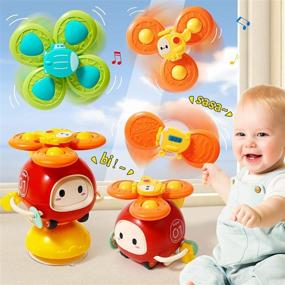 img 2 attached to 🎁 3-Piece Suction Cup Spinner Toy Set for Baby High Chair, Fidget Spinning Top Toys. 3-in-1 Inertia Car Montessori Toys for 1 Year Old. Baby Toys 6-12 Months, Ideal Birthday Gifts for Teething Newborns, Boys, and Girls.