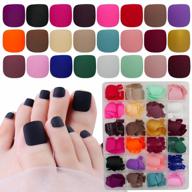 576pc matte press on toenails short square fake tips full cover acrylic false toe nails 24 colors with case for women teen girls pedicure decor - loveourhome логотип