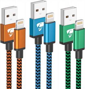 img 4 attached to IPhone Charger Cord Apple MFi Certified 3Pack 6Ft Lightning Cable Fast IPhone Charging Cable Nylon Braided Data Sync Transfer Cord Compatible IPhone 14 13 12 11 Pro Max XR XS X 8 7 6 Plus 5S SE, IPad