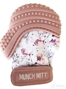 img 3 attached to 🧡 Malarkey Kids Munch Mitt and Chew Cube 2-Pack, Baby Teething Mitten & Chew Toy Set for Soothing Gums, Protects Hands, Enhanced Sensory Experience (Mauve and Spring Flower)