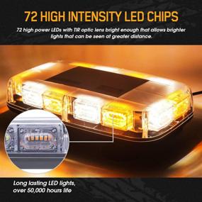 img 3 attached to High Visibility LED Strobe Light for Vehicles - 72 LED Warning Safety Flashing Beacon Lights with Magnetic Mounts and 16.4 ft Power Cord