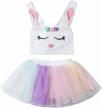2pcs toddler kids baby girls easter outfits - bunny sleeveless tops+tutu skirt summer clothes logo