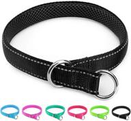 🐶 reflective dog choke collar by mycicy - training slip collar for dogs, soft nylon - 5/8-inch width, 14-inch length, black logo