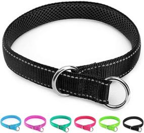 img 4 attached to 🐶 Reflective Dog Choke Collar by Mycicy - Training Slip Collar for Dogs, Soft Nylon - 5/8-inch Width, 14-inch Length, Black