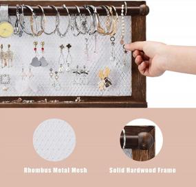 img 2 attached to Vintage Wall Mounted Jewelry Rack Holder - CHARMAID Rustic Organizer For Necklaces, Earrings & Bracelets With 13 Hooks & Removable Rod