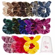 set of 20 velvet rabbit ear bow hair scrunchies for women, cute bunny scrunchie hair bands logo