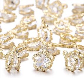 img 4 attached to 100 Stunning Cubic Zirconia Flower Charms In KC Gold For Jewelry Making