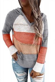 img 4 attached to Stay Chic And Comfortable With BLENCOT Women'S Color Block Hooded Sweaters