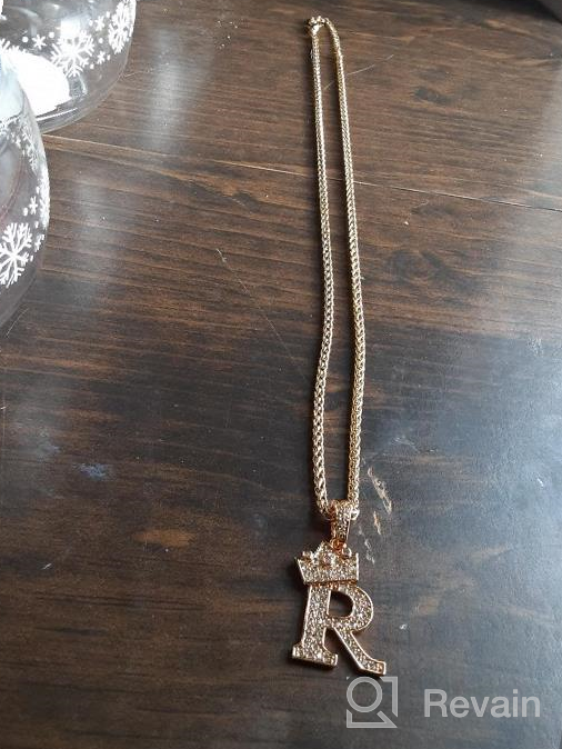 img 1 attached to 💎 18K Gold Plated CZ Pave Monogram Pendant Necklace - Suplight Crown Initial Letter with 22" Chain (2" Adjustable), Bling Alphabet Jewelry Name A-Z review by Rob Sanchez