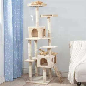 img 3 attached to Ultimate Cat Condo Tower Collection - PETMAKER 5-Tier: Scratching, Napping, Perches, Kitty Huts & Toys for Multiple Cats