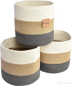 img 4 attached to 📦 Premium Set of 3 Cotton Rope Baskets - Organize, Store, and Decorate with Style