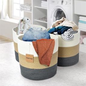 img 3 attached to 📦 Premium Set of 3 Cotton Rope Baskets - Organize, Store, and Decorate with Style