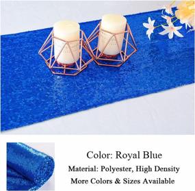 img 2 attached to Royal Blue Glitter Sequin Table Runner For Stylish Party & Wedding Decor - 14X108-Inch Sparkly Fabric Table Cloth Runner For Baby Shower & Home Decoration