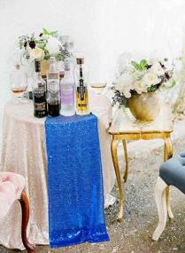 img 3 attached to Royal Blue Glitter Sequin Table Runner For Stylish Party & Wedding Decor - 14X108-Inch Sparkly Fabric Table Cloth Runner For Baby Shower & Home Decoration
