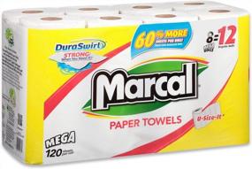 img 1 attached to Получите максимальную впитывающую способность с комплектом бумажных полотенец Marcal - 8 мега-рулонов и 120 листов U-Size-It для домашнего и офисного использования!