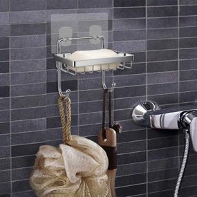 img 3 attached to Rustproof Stainless Steel Wall Mounted Soap Dish & Sponge Holder - Adhesive No Drilling Installation