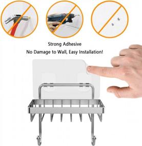 img 1 attached to Rustproof Stainless Steel Wall Mounted Soap Dish & Sponge Holder - Adhesive No Drilling Installation