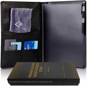 img 4 attached to Black Leather Folio Cover For Rocketbook Everlast, Fusion, And Panda - Organize Letter Size Notebooks With Pen Loop And Multiple Pockets - Fits 8.5 X 11 Inch Paper
