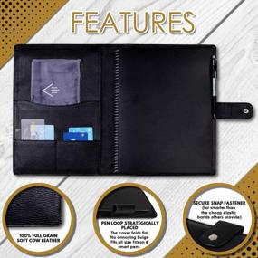 img 2 attached to Black Leather Folio Cover For Rocketbook Everlast, Fusion, And Panda - Organize Letter Size Notebooks With Pen Loop And Multiple Pockets - Fits 8.5 X 11 Inch Paper