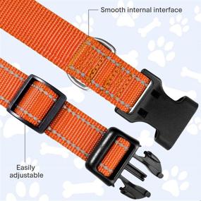 img 1 attached to FunTags Reflective Dog Collar: Sturdy Nylon Collar for Medium Girl and Boy Dogs, Adjustable with Quick Release Buckle - Orange