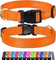 funtags reflective dog collar: sturdy nylon collar for medium girl and boy dogs, adjustable with quick release buckle - orange logo