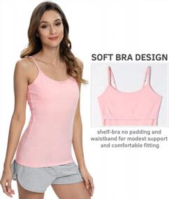 img 3 attached to Cotton Camisole Tank Tops For Women: Adjustable Straps, Built-In Shelf Bra, And Stretch Undershirts By Vislivin
