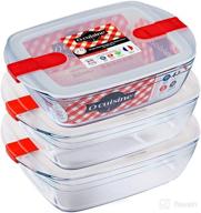 🍲 ôcuisine 334s116 rectangular tempered borosilicate glass food containers - microwave safe, oven cooking (without lid), storage & reheating - set of 3 - bpa free - made in france logo