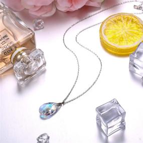 img 2 attached to Sparkle With Style: KesaPlan'S Aurora Crystal Necklace - Sterling Silver Teardrop Pendant For Women