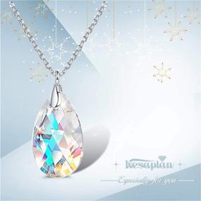 img 1 attached to Sparkle With Style: KesaPlan'S Aurora Crystal Necklace - Sterling Silver Teardrop Pendant For Women