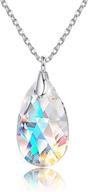 sparkle with style: kesaplan's aurora crystal necklace - sterling silver teardrop pendant for women logo