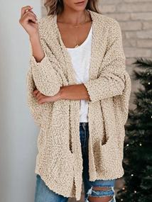 img 2 attached to Stay Warm & Cozy With Ybenlow Women'S Chunky Knit Oversized Sherpa Cardigan Sweater Coat