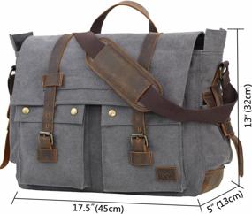 img 3 attached to Versatile And Stylish Gray Canvas Messenger Bag For Men - Fits 17.3 Inch Laptop Perfectly